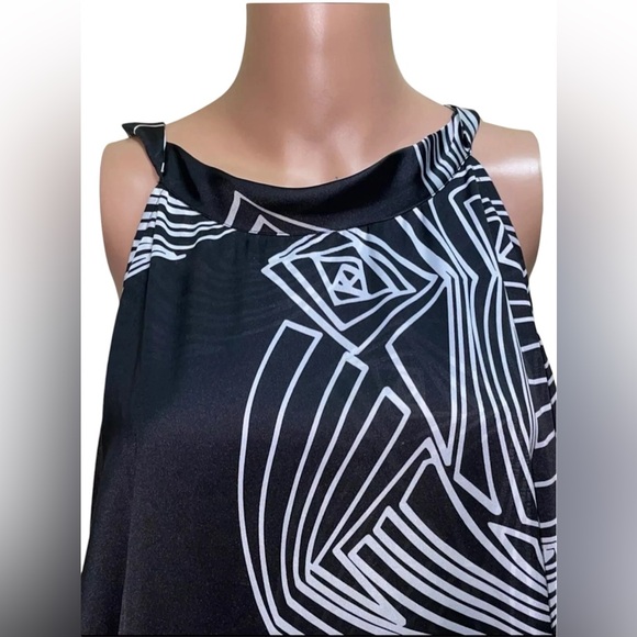MILANO TUNIC TOP LAYERED GEOMETRIC PATTERN WOMENS SLEEVELESS BLACK SIZE MEDIUM - Picture 3 of 11